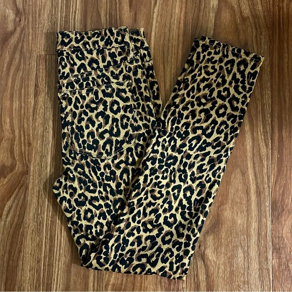 J. Crew Factory Leopard Animal Print 9” High-Rise Skinny Button Fly Jeans Sz 24 - Picture 6 of 12